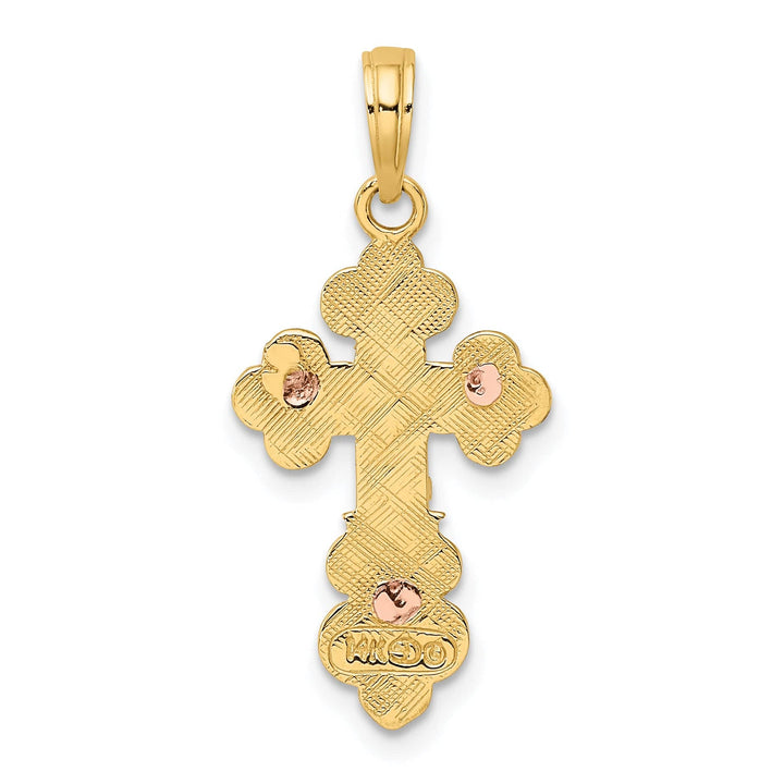 Lovely Rita's Charms & Pendants 14K Two-Tone Gold Classic Scallop Trim Crucifix Cross Pendant