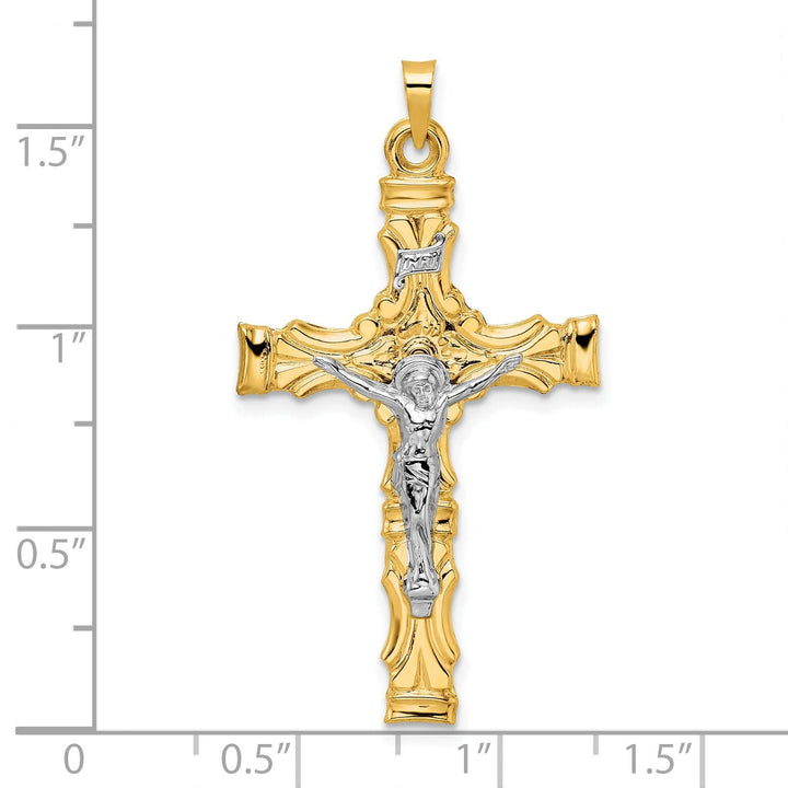 Lovely Rita's Charms & Pendants 14K Two-Tone Gold Classic Solid Fleur de Lis Cross Pendant