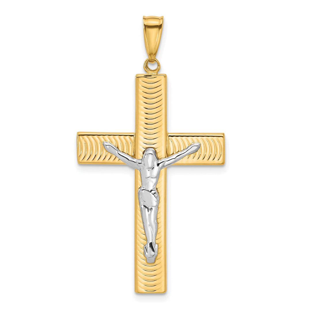 Lovely Rita's Charms & Pendants 14K Two-Tone Gold Classic & Textured Crucifix Cross Pendant
