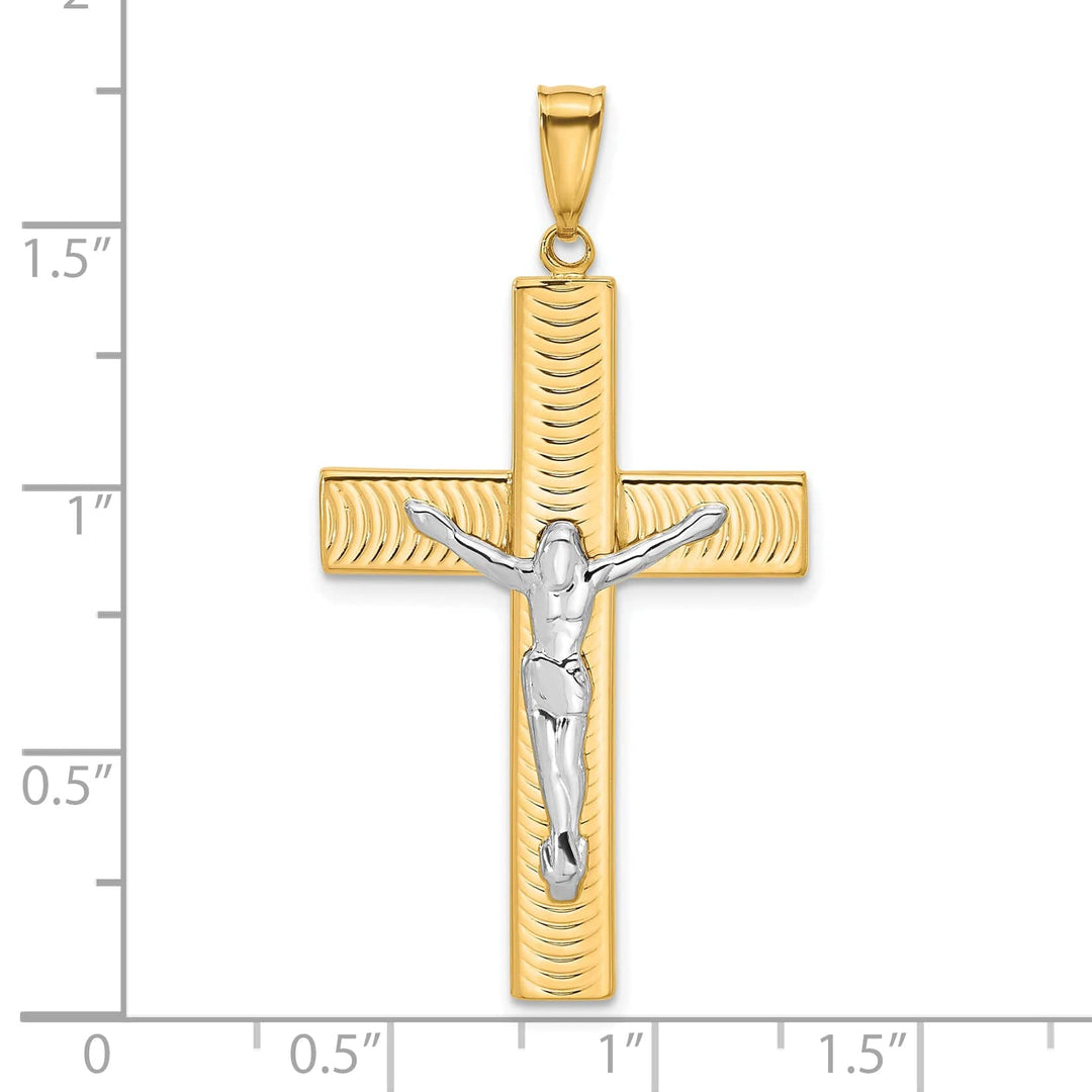 Lovely Rita's Charms & Pendants 14K Two-Tone Gold Classic & Textured Crucifix Cross Pendant