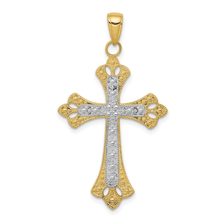 Lovely Rita's Charms & Pendants 14K Two-Tone Gold Classic Textured Filigree Cross Pendant