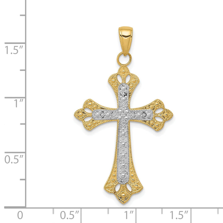 Lovely Rita's Charms & Pendants 14K Two-Tone Gold Classic Textured Filigree Cross Pendant