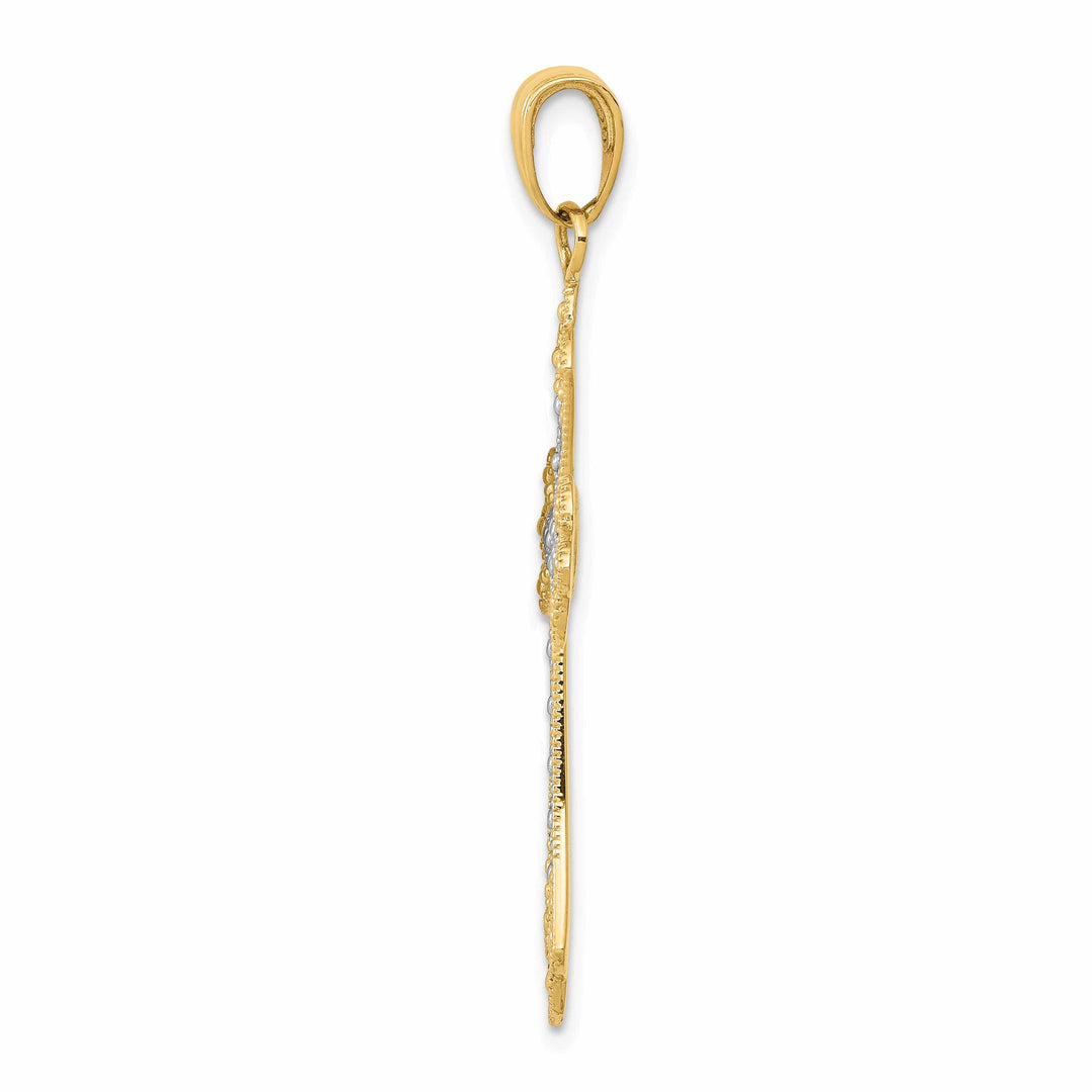 Lovely Rita's Charms & Pendants 14K Two-Tone Gold Classic Textured Filigree Cross Pendant