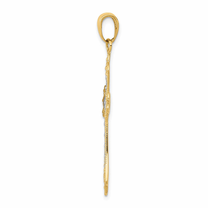 Lovely Rita's Charms & Pendants 14K Two-Tone Gold Classic Textured Filigree Cross Pendant