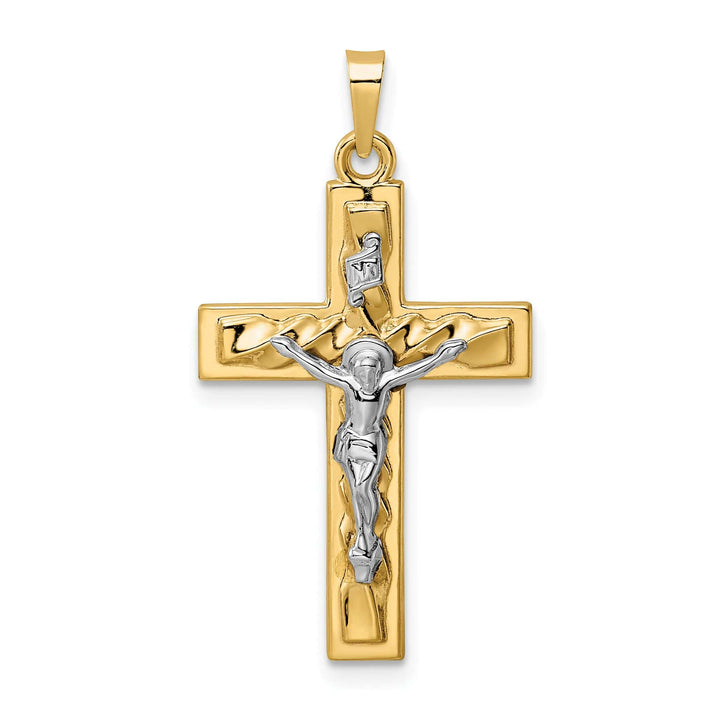 Lovely Rita's Charms & Pendants 14K Two-Tone Gold Classic & Twisted Hollow INRI Cross Pendant