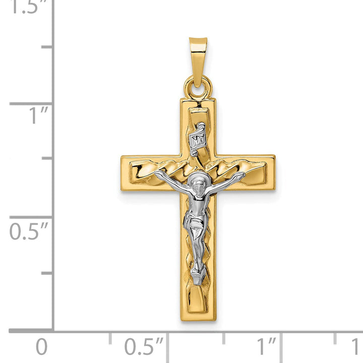 Lovely Rita's Charms & Pendants 14K Two-Tone Gold Classic & Twisted Hollow INRI Cross Pendant