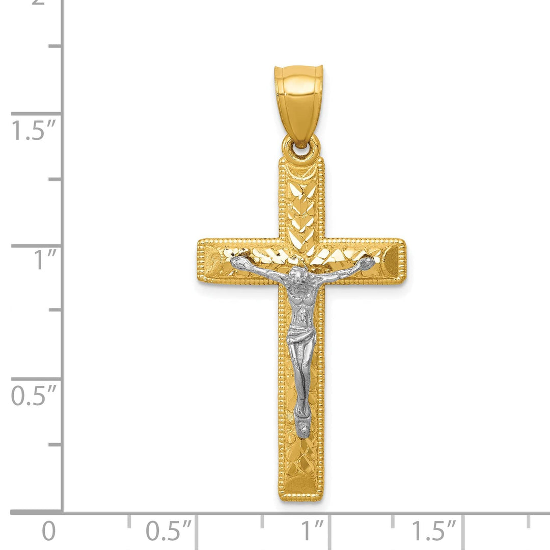 Lovely Rita's Charms & Pendants 14K Two-Tone Gold Contemporary D.C Crucifix Cross Pendant