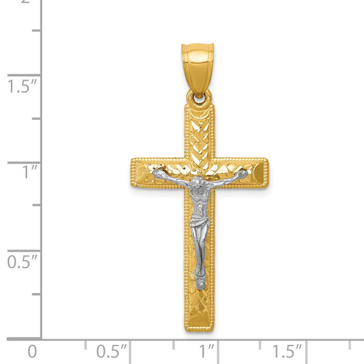 Lovely Rita's Charms & Pendants 14K Two-Tone Gold Contemporary D.C Crucifix Cross Pendant