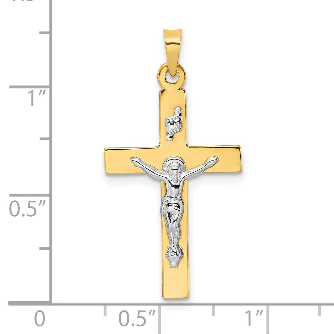 Lovely Rita's Charms & Pendants 14K Two-Tone Gold Contemporary Polished Solid INRI Cross Pendant