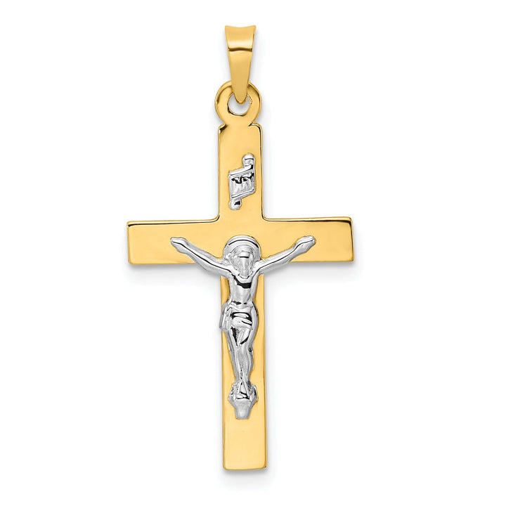 Lovely Rita's Charms & Pendants 14K Two-Tone Gold Contemporary Polished Solid INRI Cross Pendant