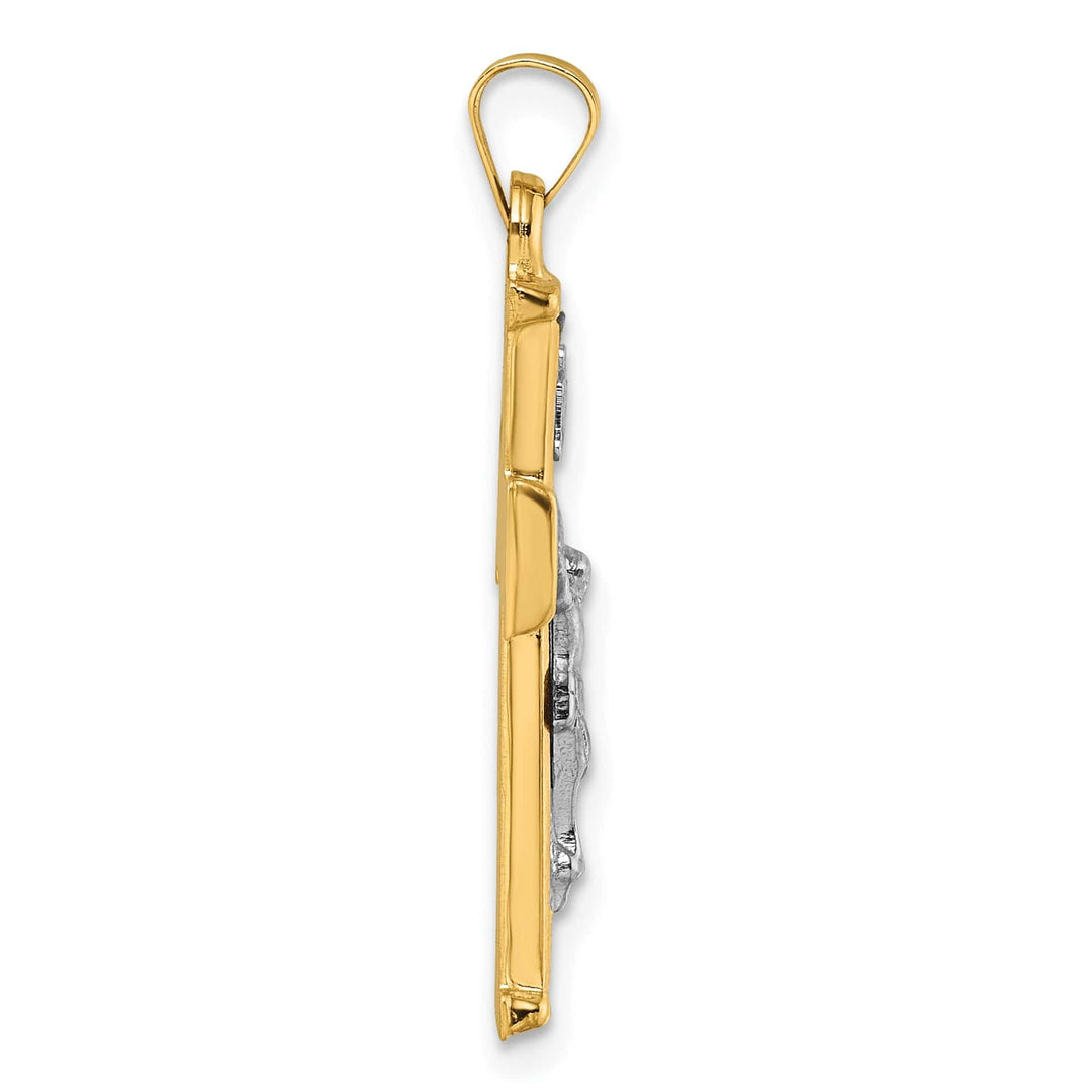Lovely Rita's Charms & Pendants 14K Two-Tone Gold Contemporary Polished & Textured INRI Cross Pendant