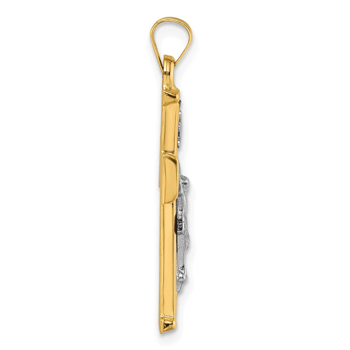 Lovely Rita's Charms & Pendants 14K Two-Tone Gold Contemporary Polished & Textured INRI Cross Pendant