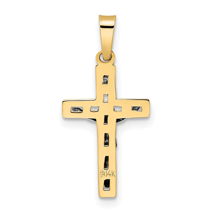 Lovely Rita's Charms & Pendants 14K Two-Tone Gold Contemporary Solid INRI Crucifix Cross Pendant