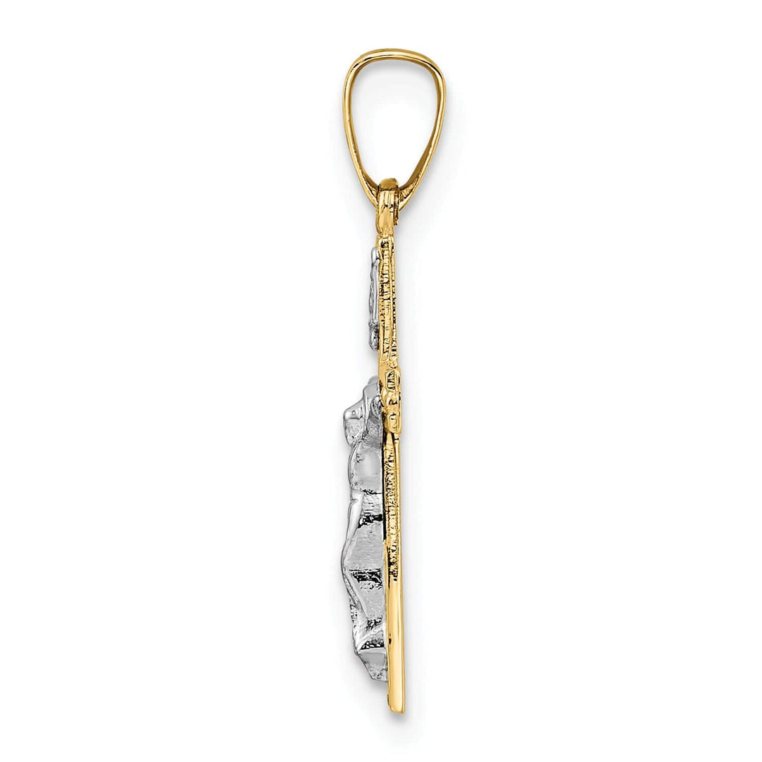 Lovely Rita's Charms & Pendants 14K Two-Tone Gold Contemporary Solid INRI Crucifix Cross Pendant