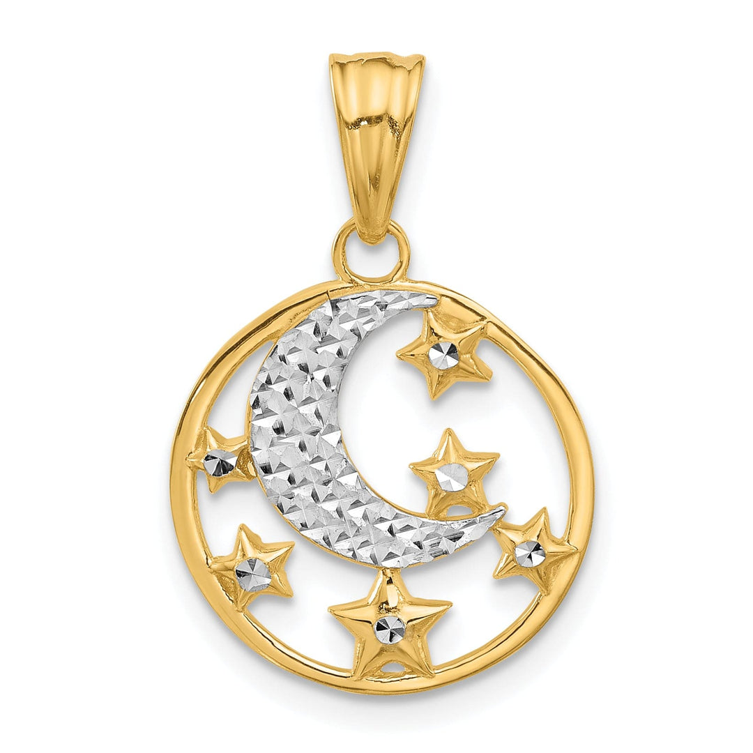 Lovely Rita's Charms & Pendants 14K Two Tone Gold D.C Moon and Stars Design Pendant