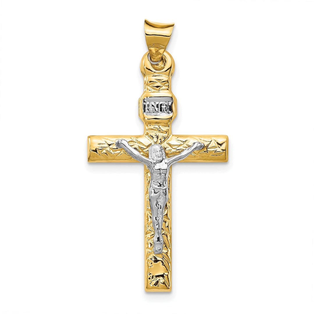 Lovely Rita's Charms & Pendants 14K Two-Tone Gold Dainty INRI Cross Pendant