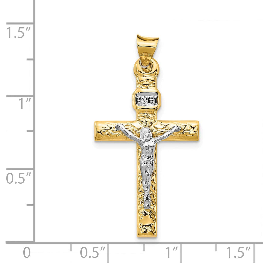 Lovely Rita's Charms & Pendants 14K Two-Tone Gold Dainty INRI Cross Pendant