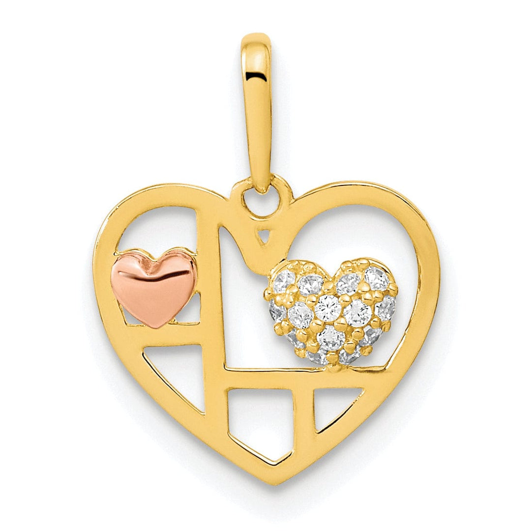 Lovely Rita's Charms & Pendants 14K Two Tone Gold Design with C.Z Heart Pendant