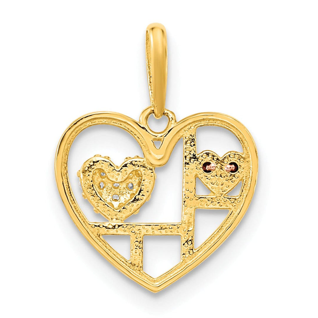 Lovely Rita's Charms & Pendants 14K Two Tone Gold Design with C.Z Heart Pendant