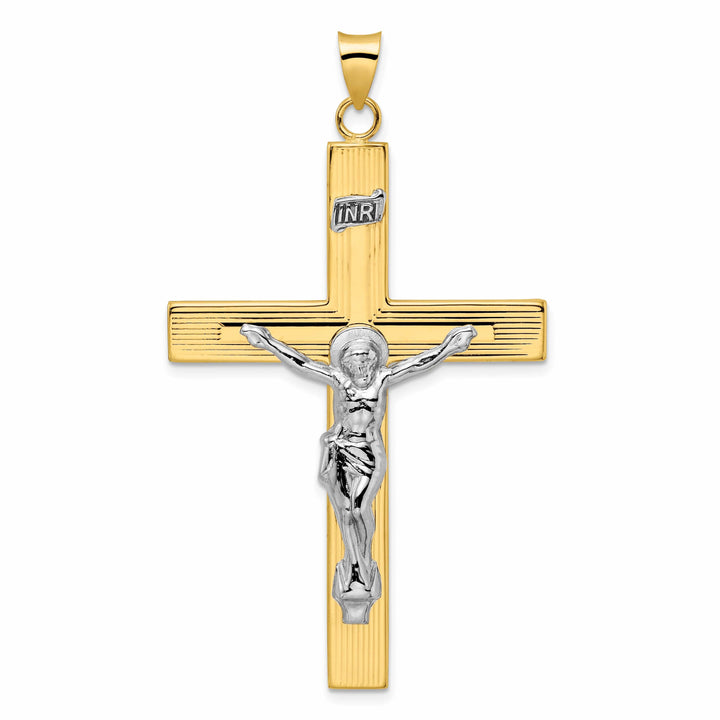 Lovely Rita's Charms & Pendants 14K Two-Tone Gold Designer Polished Solid INRI Cross Pendant