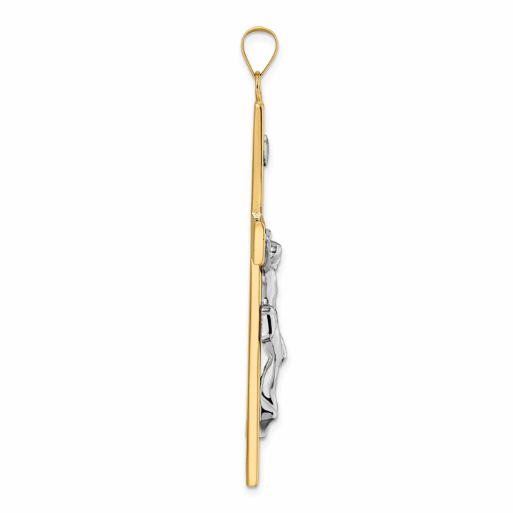 Lovely Rita's Charms & Pendants 14K Two-Tone Gold Designer Polished Solid INRI Cross Pendant