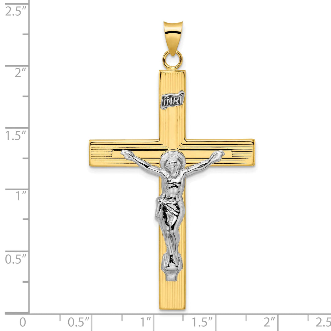 Lovely Rita's Charms & Pendants 14K Two-Tone Gold Designer Polished Solid INRI Cross Pendant