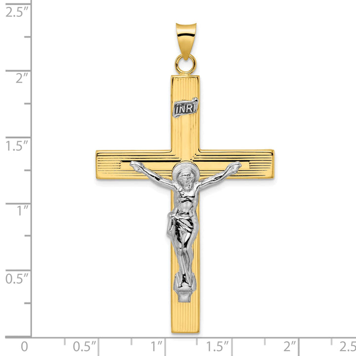 Lovely Rita's Charms & Pendants 14K Two-Tone Gold Designer Polished Solid INRI Cross Pendant
