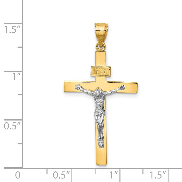 Lovely Rita's Charms & Pendants 14K Two-Tone Gold Detailed INRI Cross Pendant