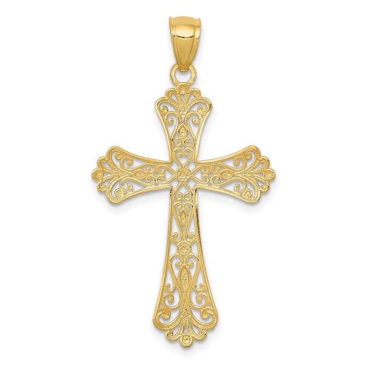 Lovely Rita's Charms & Pendants 14K Two-Tone Gold Elegant D.C Filigree Cross Pendant