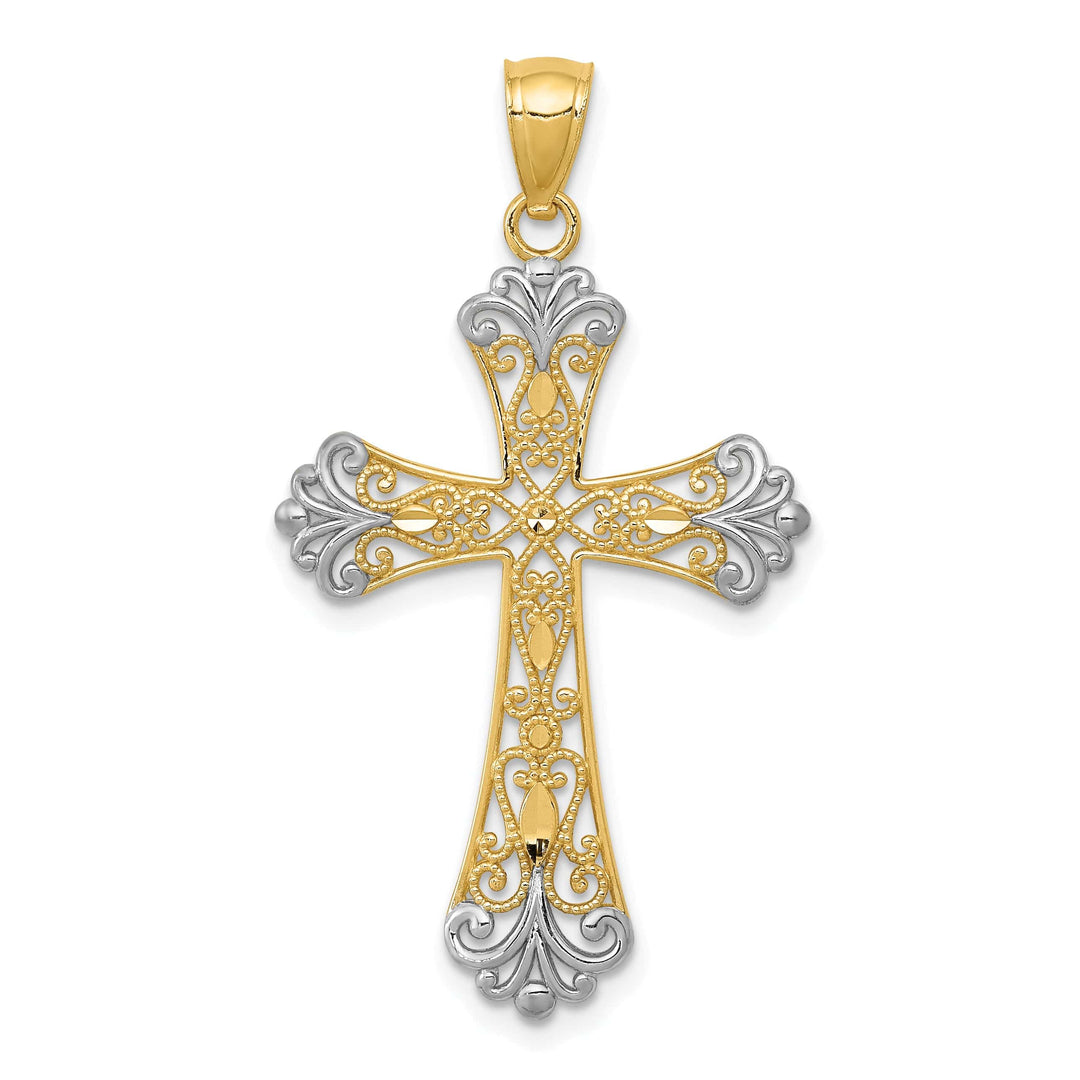 Lovely Rita's Charms & Pendants 14K Two-Tone Gold Elegant D.C Filigree Cross Pendant