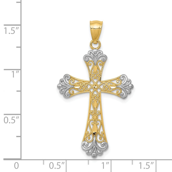 Lovely Rita's Charms & Pendants 14K Two-Tone Gold Elegant D.C Filigree Cross Pendant