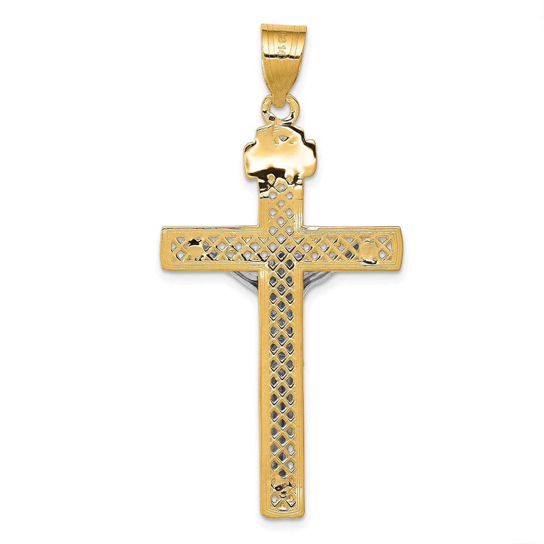 Lovely Rita's Charms & Pendants 14K Two-Tone Gold Elegant D.C Lattice INRI Cross Pendant