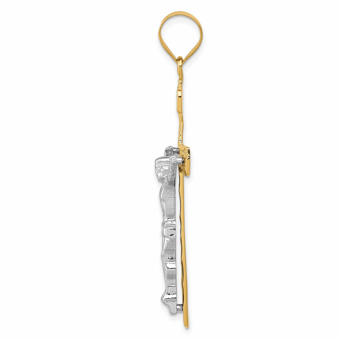 Lovely Rita's Charms & Pendants 14K Two-Tone Gold Elegant D.C Lattice INRI Cross Pendant