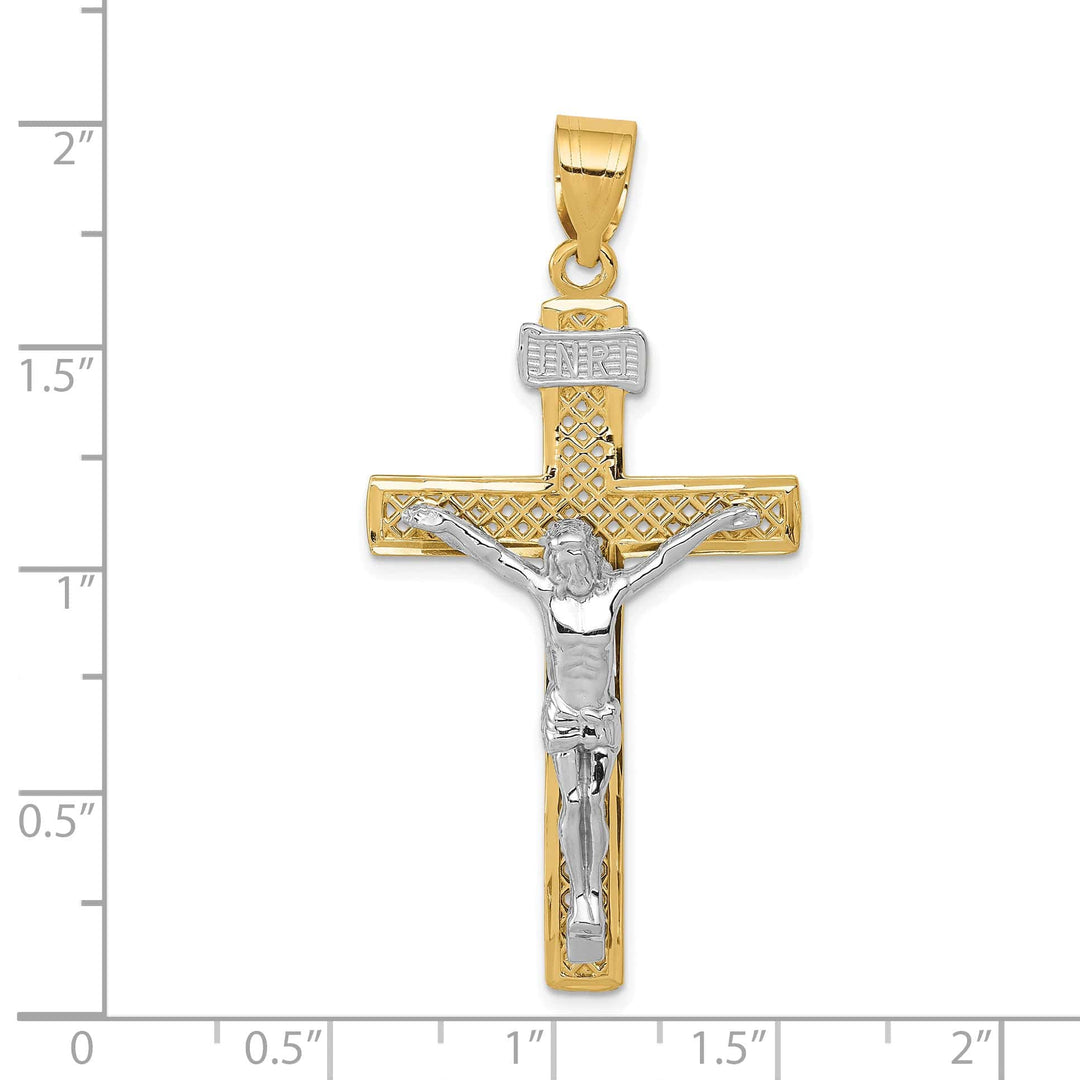 Lovely Rita's Charms & Pendants 14K Two-Tone Gold Elegant D.C Lattice INRI Cross Pendant