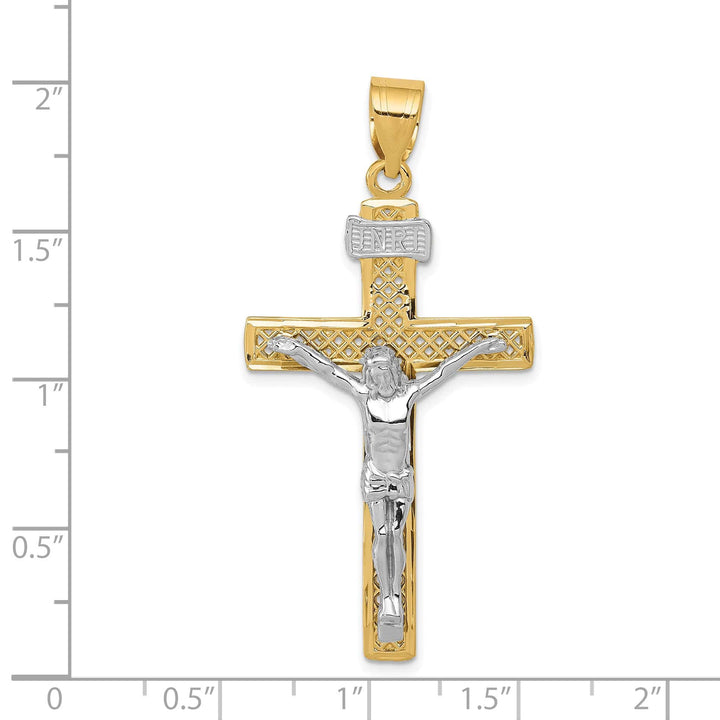 Lovely Rita's Charms & Pendants 14K Two-Tone Gold Elegant D.C Lattice INRI Cross Pendant