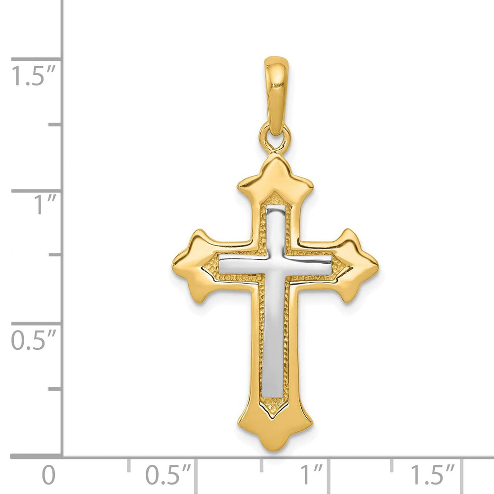 Lovely Rita's Charms & Pendants 14K Two-Tone Gold Elegant Fleur de Lis Cross Pendant
