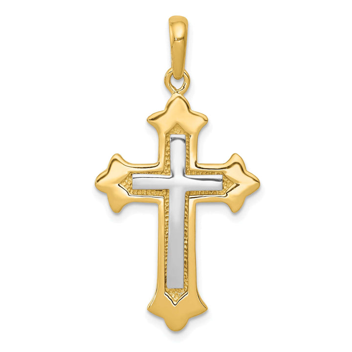 Lovely Rita's Charms & Pendants 14K Two-Tone Gold Elegant Fleur de Lis Cross Pendant
