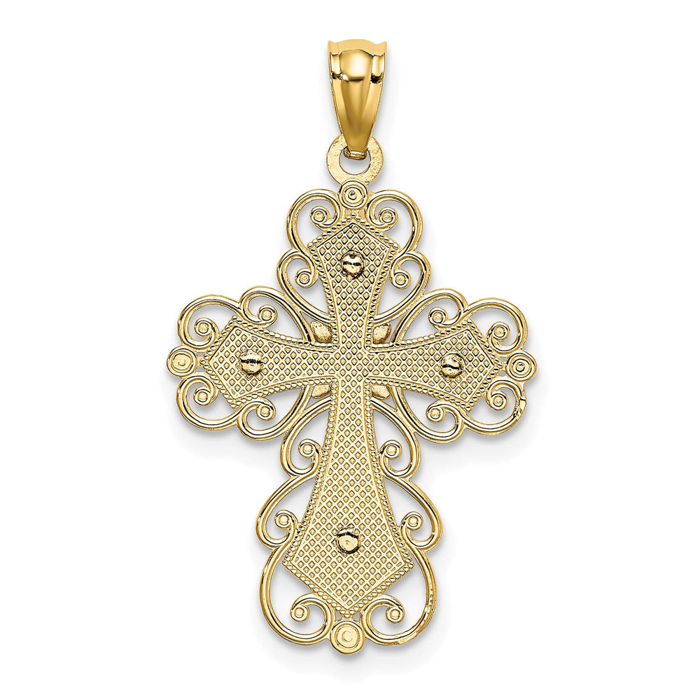 Lovely Rita's Charms & Pendants 14K Two-Tone Gold Elegant Polished 2-Level Filigree Cross Pendant