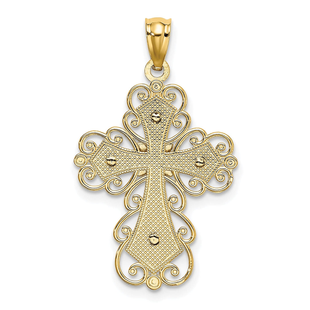 Lovely Rita's Charms & Pendants 14K Two-Tone Gold Elegant Polished 2-Level Filigree Cross Pendant