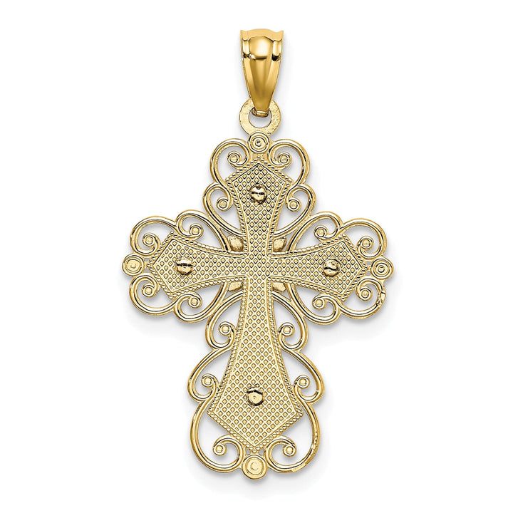 Lovely Rita's Charms & Pendants 14K Two-Tone Gold Elegant Polished 2-Level Filigree Cross Pendant