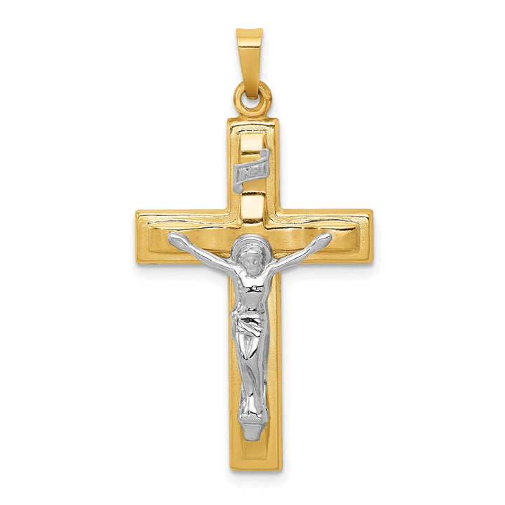 Lovely Rita's Charms & Pendants 14K Two-Tone Gold Elegant Polished INRI Cross Pendant