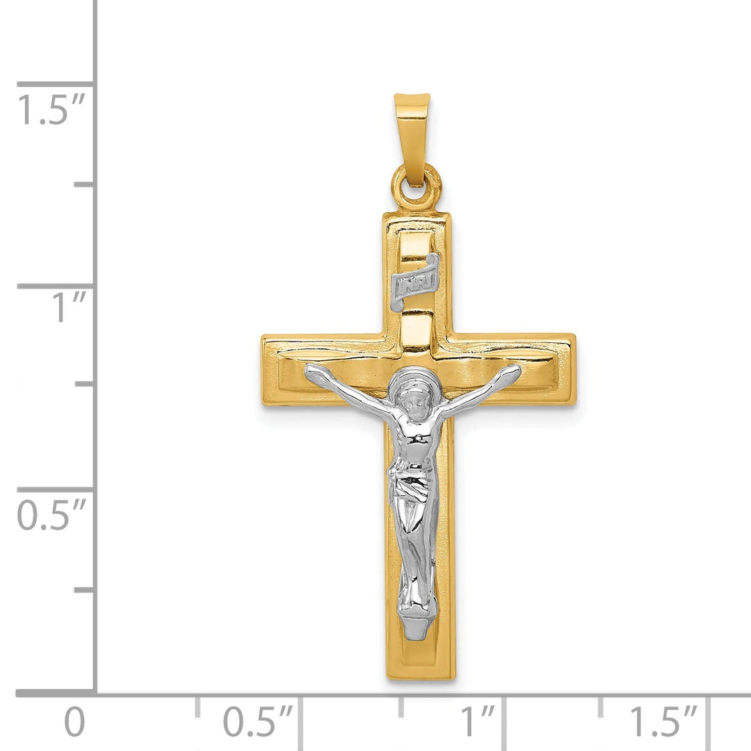 Lovely Rita's Charms & Pendants 14K Two-Tone Gold Elegant Polished INRI Cross Pendant