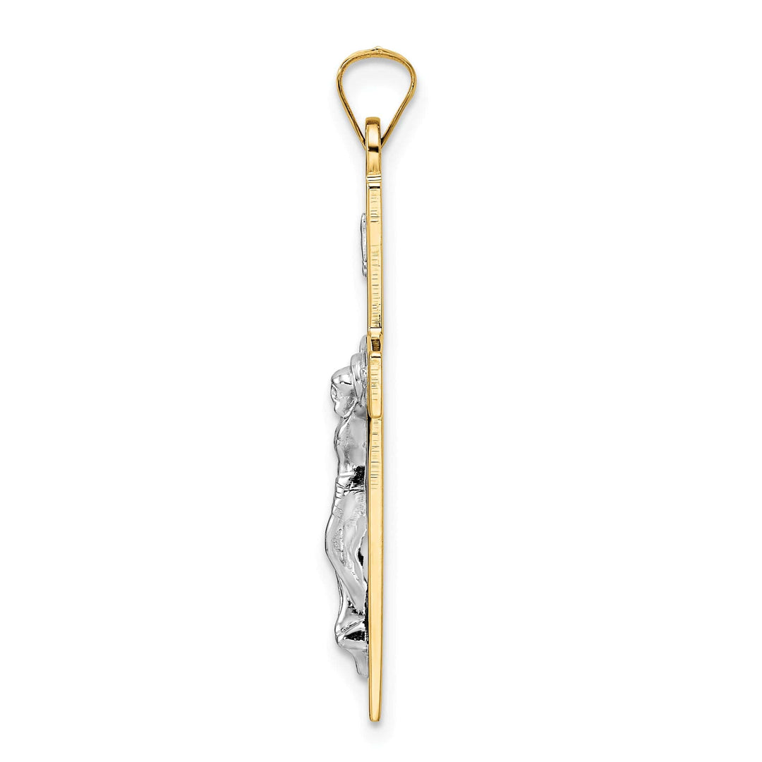 Lovely Rita's Charms & Pendants 14K Two-Tone Gold Elegant Polished Solid INRI Cross Pendant