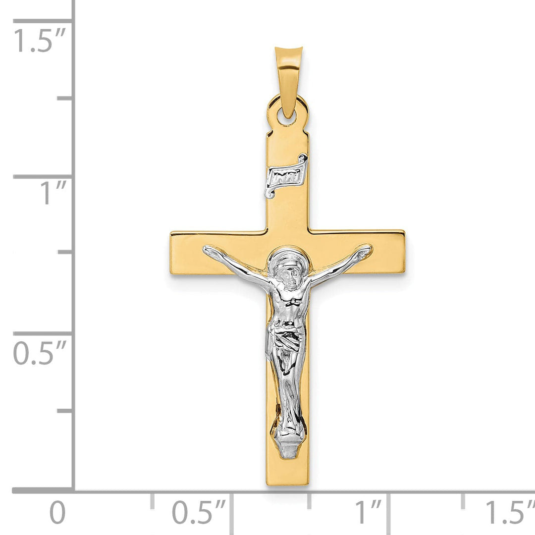 Lovely Rita's Charms & Pendants 14K Two-Tone Gold Elegant Polished Solid INRI Cross Pendant