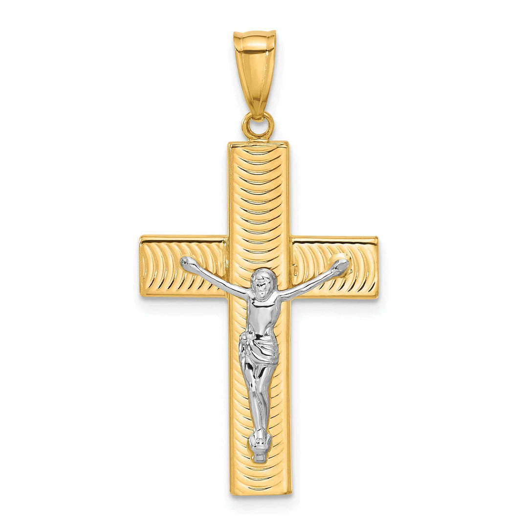 Lovely Rita's Charms & Pendants 14K Two-Tone Gold Elegant & Textured Crucifix Cross Pendant