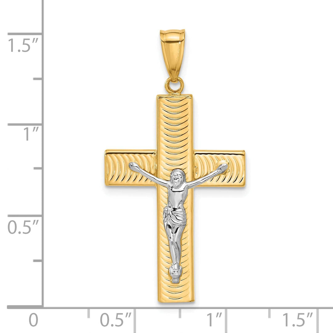 Lovely Rita's Charms & Pendants 14K Two-Tone Gold Elegant & Textured Crucifix Cross Pendant
