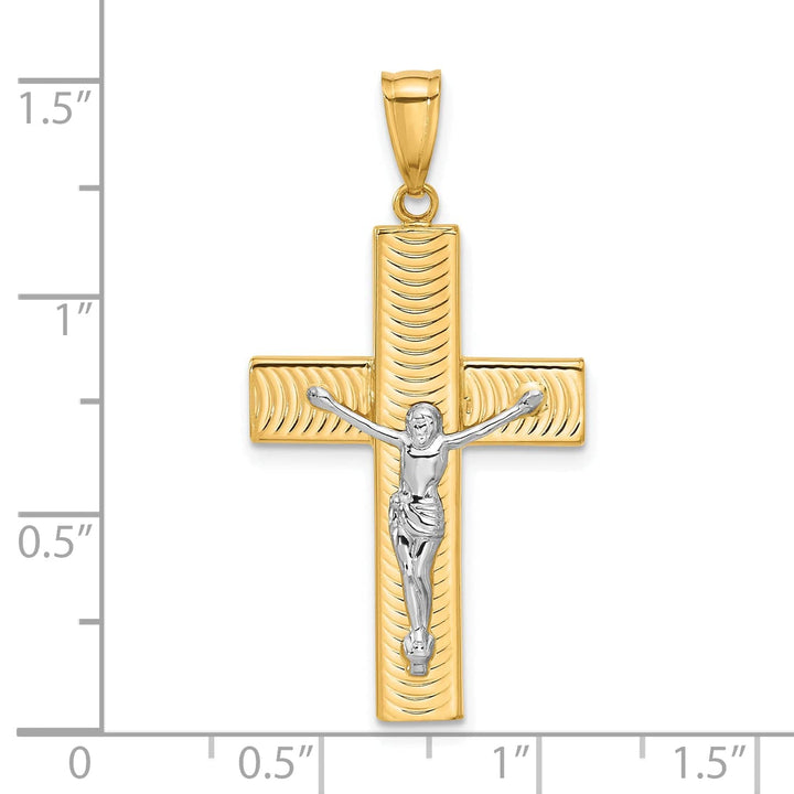 Lovely Rita's Charms & Pendants 14K Two-Tone Gold Elegant & Textured Crucifix Cross Pendant
