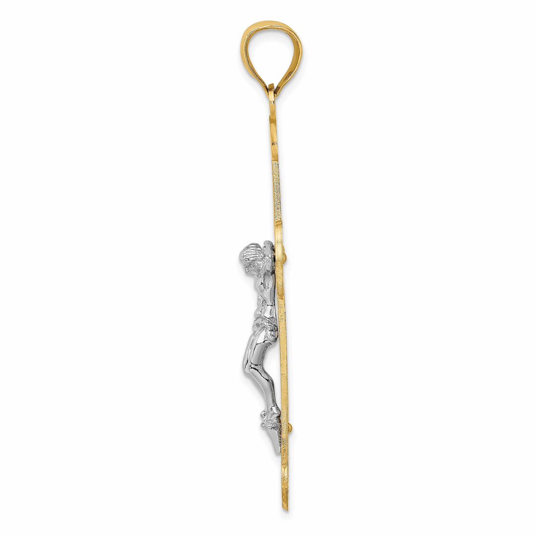Lovely Rita's Charms & Pendants 14K Two-Tone Gold Elegant Textured Crucifix Cross Pendant