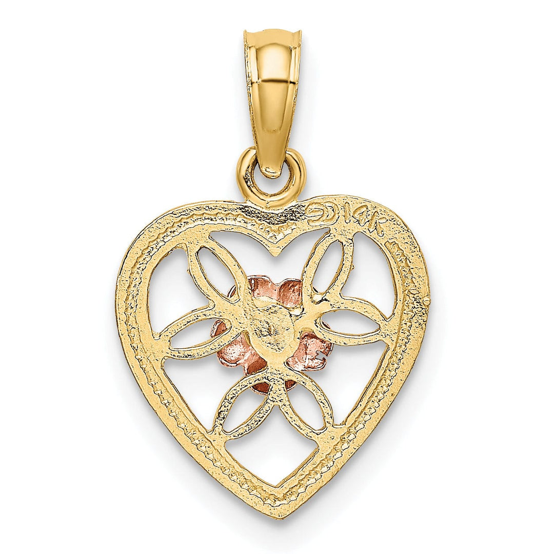 Lovely Rita's Charms & Pendants 14k Two-Tone Gold Heart Flower Inside Pendant