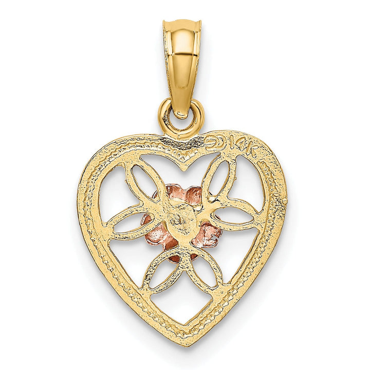 Lovely Rita's Charms & Pendants 14k Two-Tone Gold Heart Flower Inside Pendant